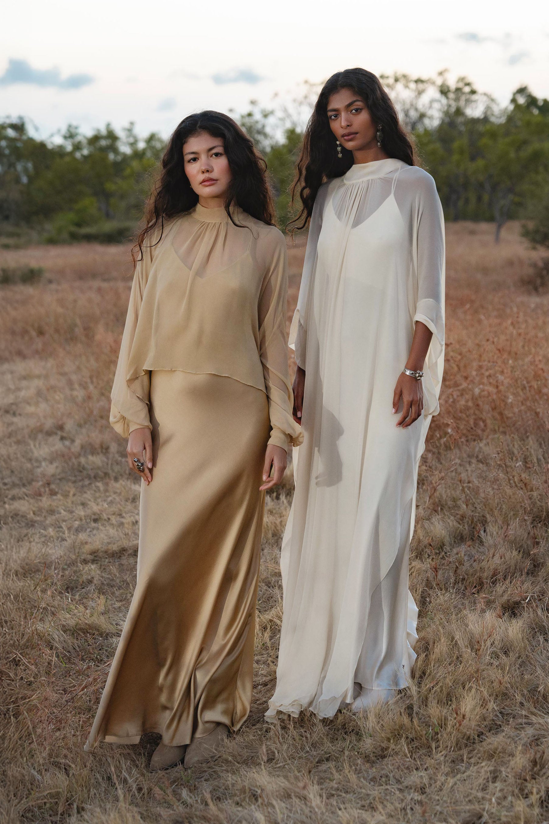 Maharani Blouse in Inka Gold Colour – Pure Silk Chiffon Boho Top - AYA SW IDR