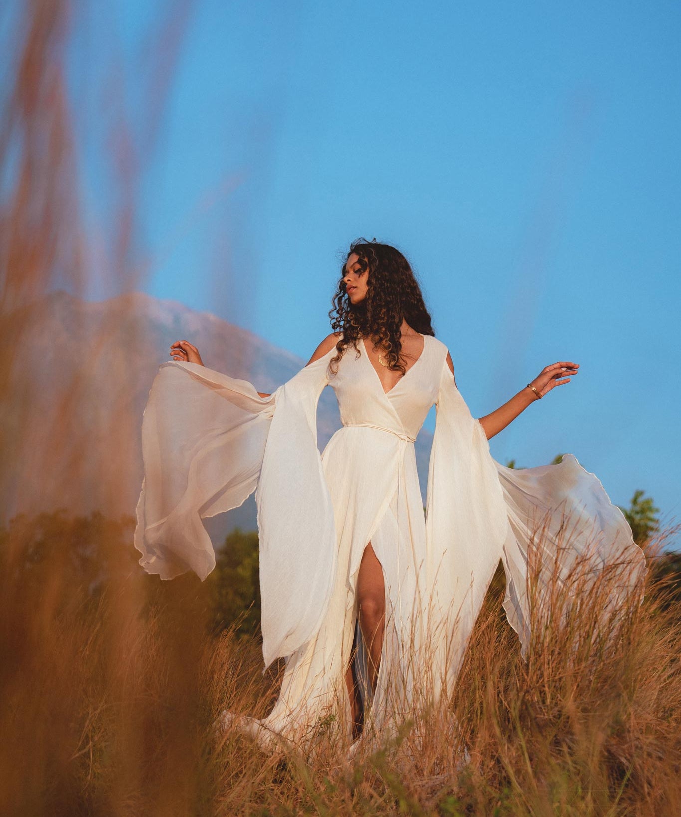 Makosh Goddess Dress • Off - White Organic Wedding Dress • Multiway Boho Wrap Dress - AYA SW IDR