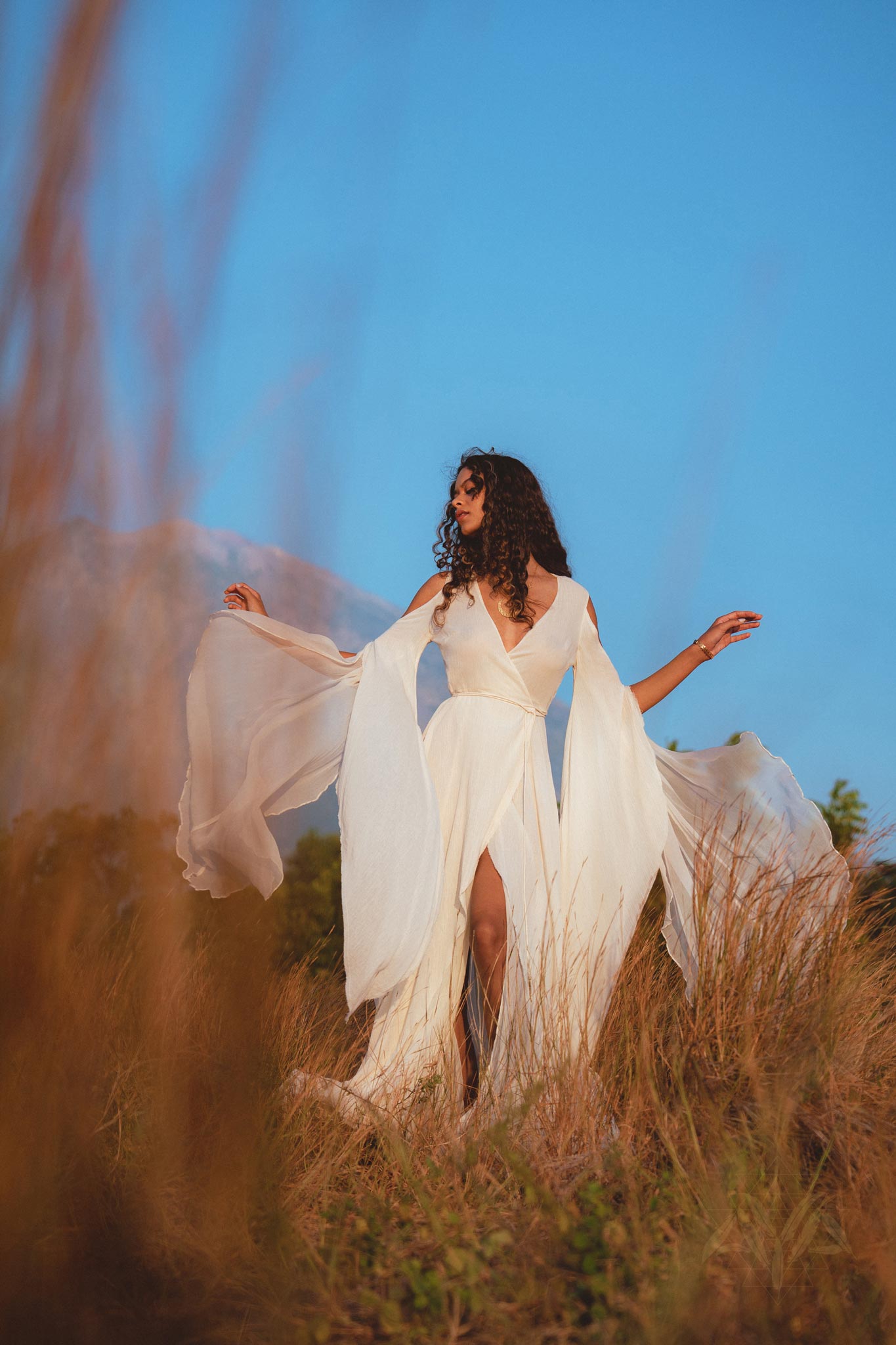 Makosh Goddess Dress • Off - White Organic Wedding Dress • Multiway Boho Wrap Dress - AYA SW IDR