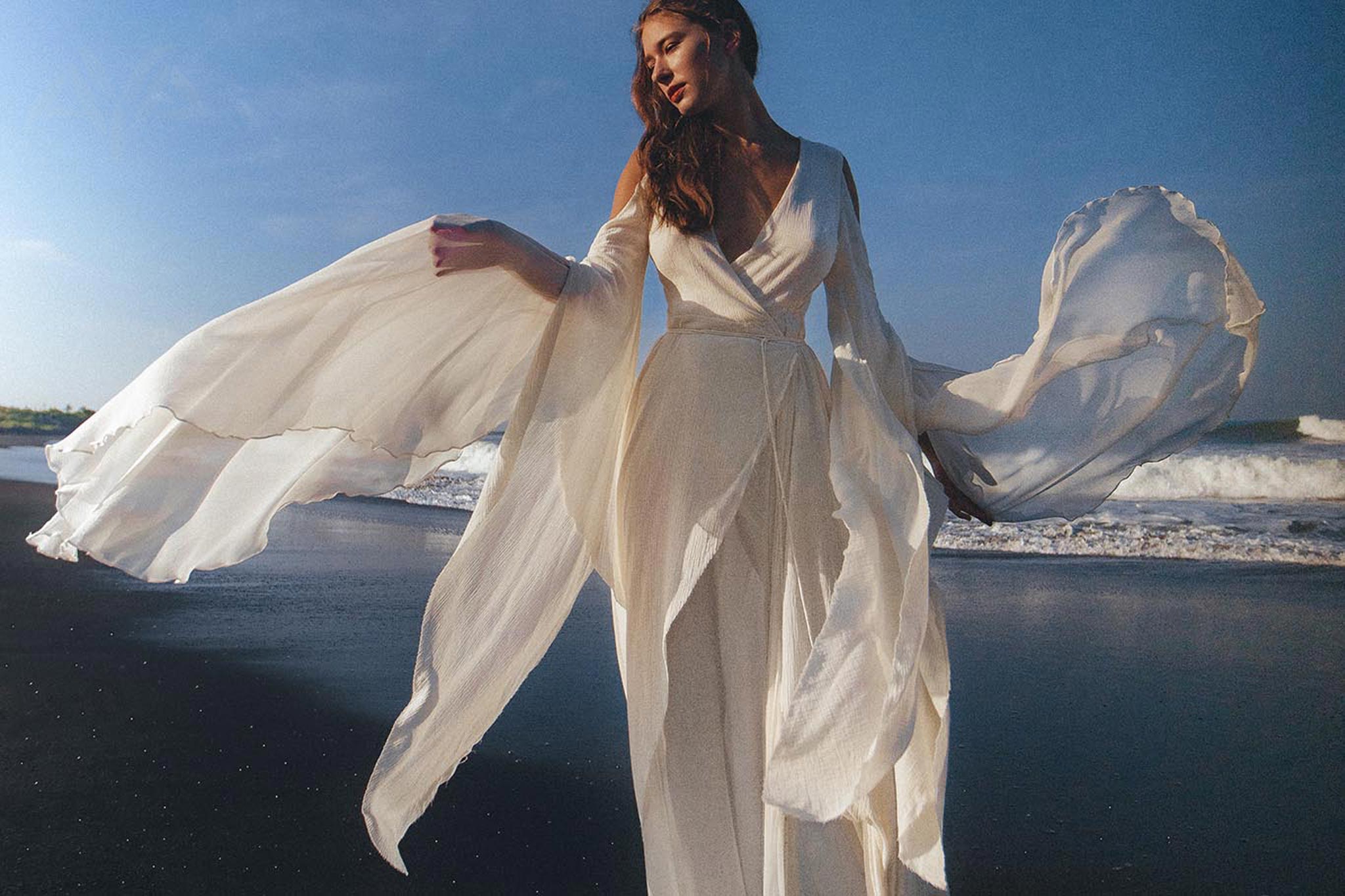 Makosh Goddess Dress • Off - White Organic Wedding Dress • Multiway Boho Wrap Dress - AYA SW IDR