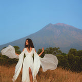 Makosh Goddess Dress • Off-White Organic Wedding Dress • Multiway Boho Wrap Dress - AYA SW IDR