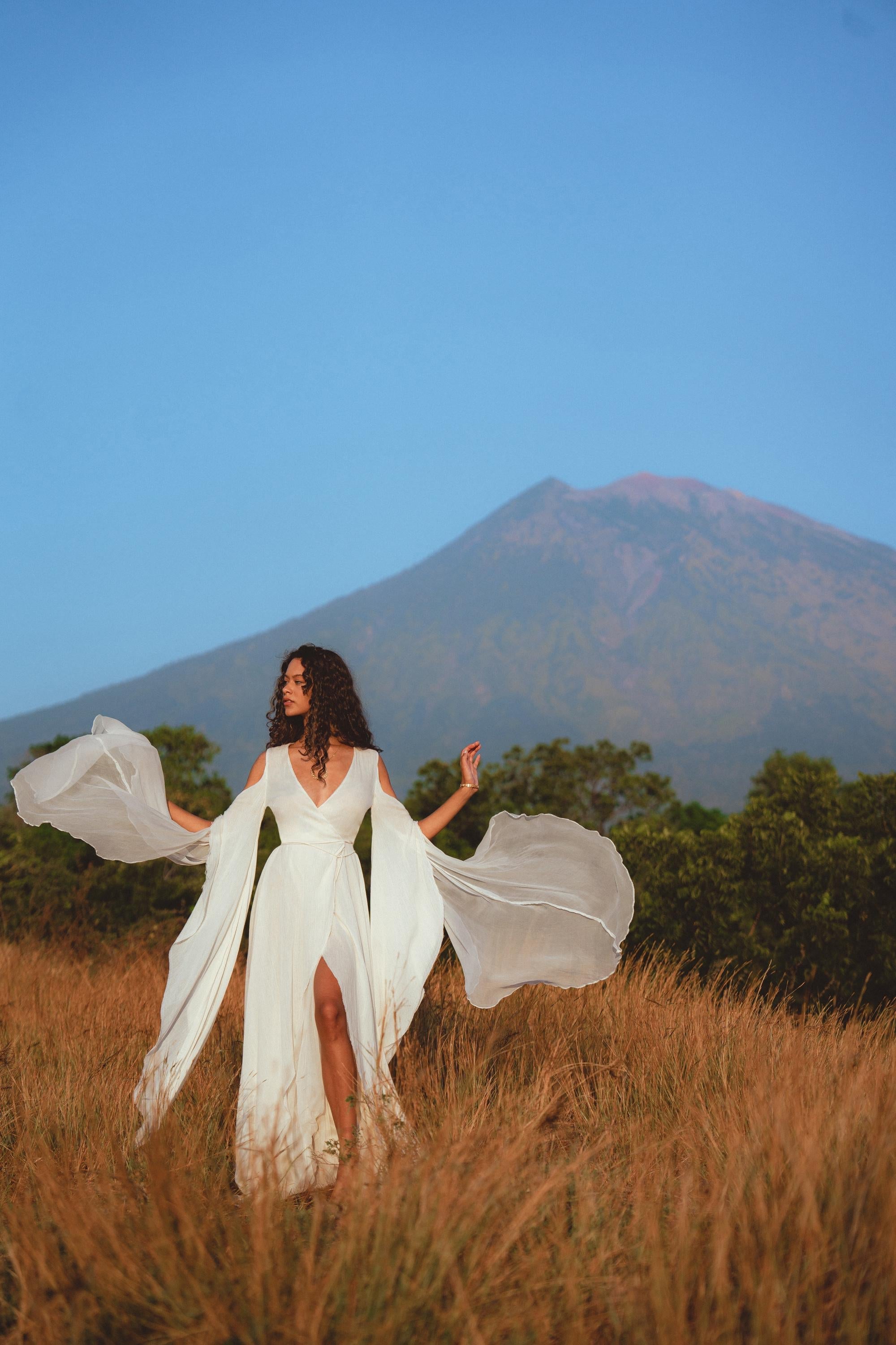 Makosh Goddess Dress • Off-White Organic Wedding Dress • Multiway Boho Wrap Dress - AYA SW IDR