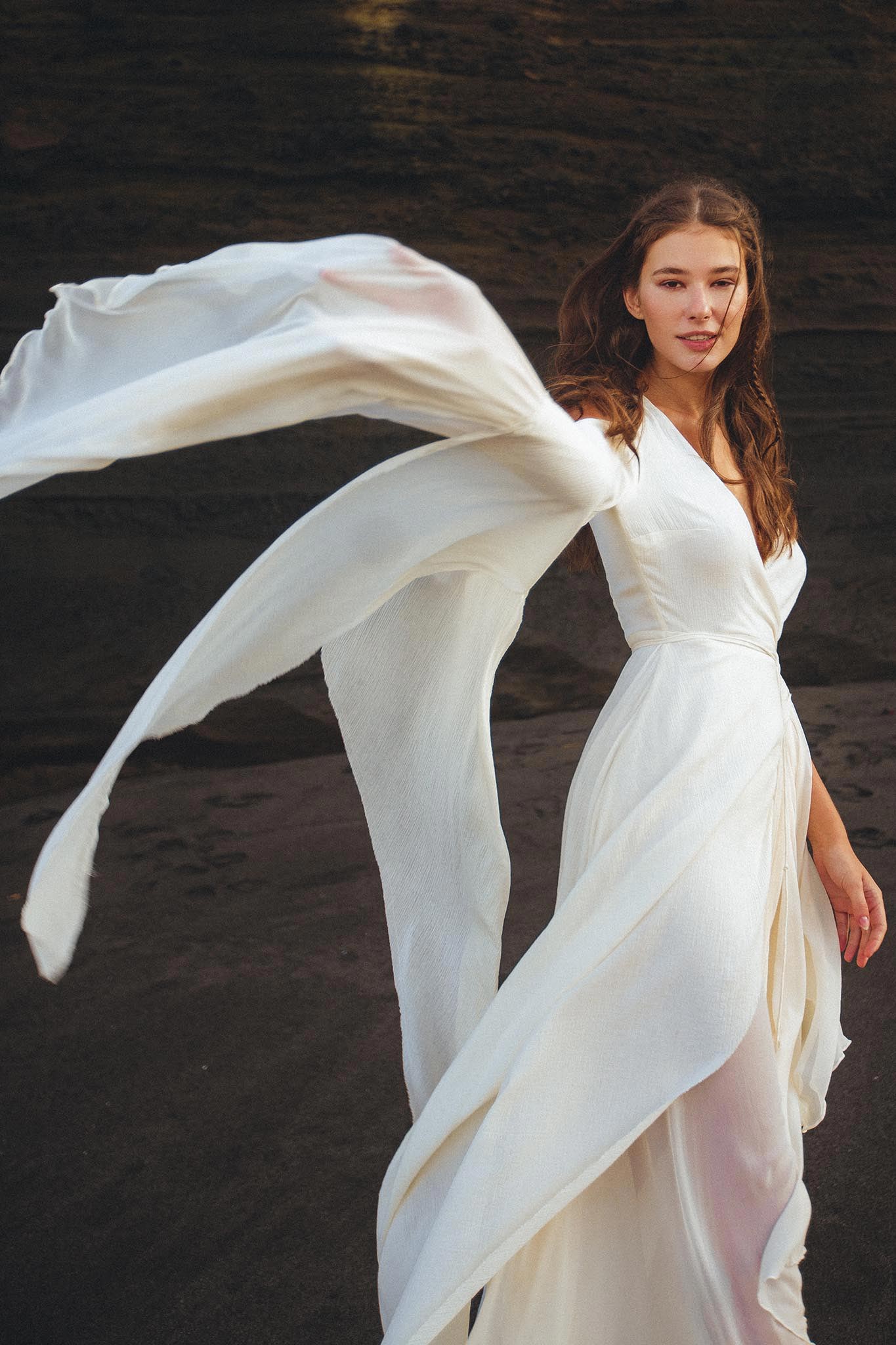 Makosh Goddess Dress • Off - White Organic Wedding Dress • Multiway Boho Wrap Dress - AYA SW IDR