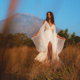 Makosh Goddess Dress • Off - White Organic Wedding Dress • Multiway Boho Wrap Dress - AYA SW IDR