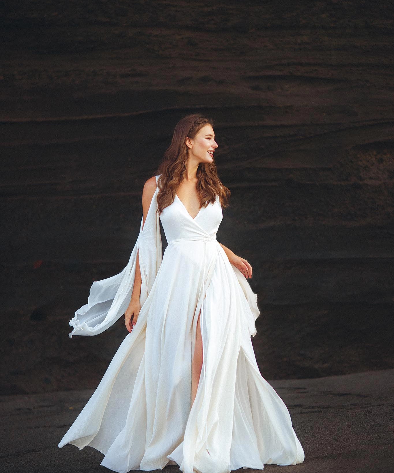 Makosh Goddess Dress • Off - White Organic Wedding Dress • Multiway Boho Wrap Dress - AYA SW IDR