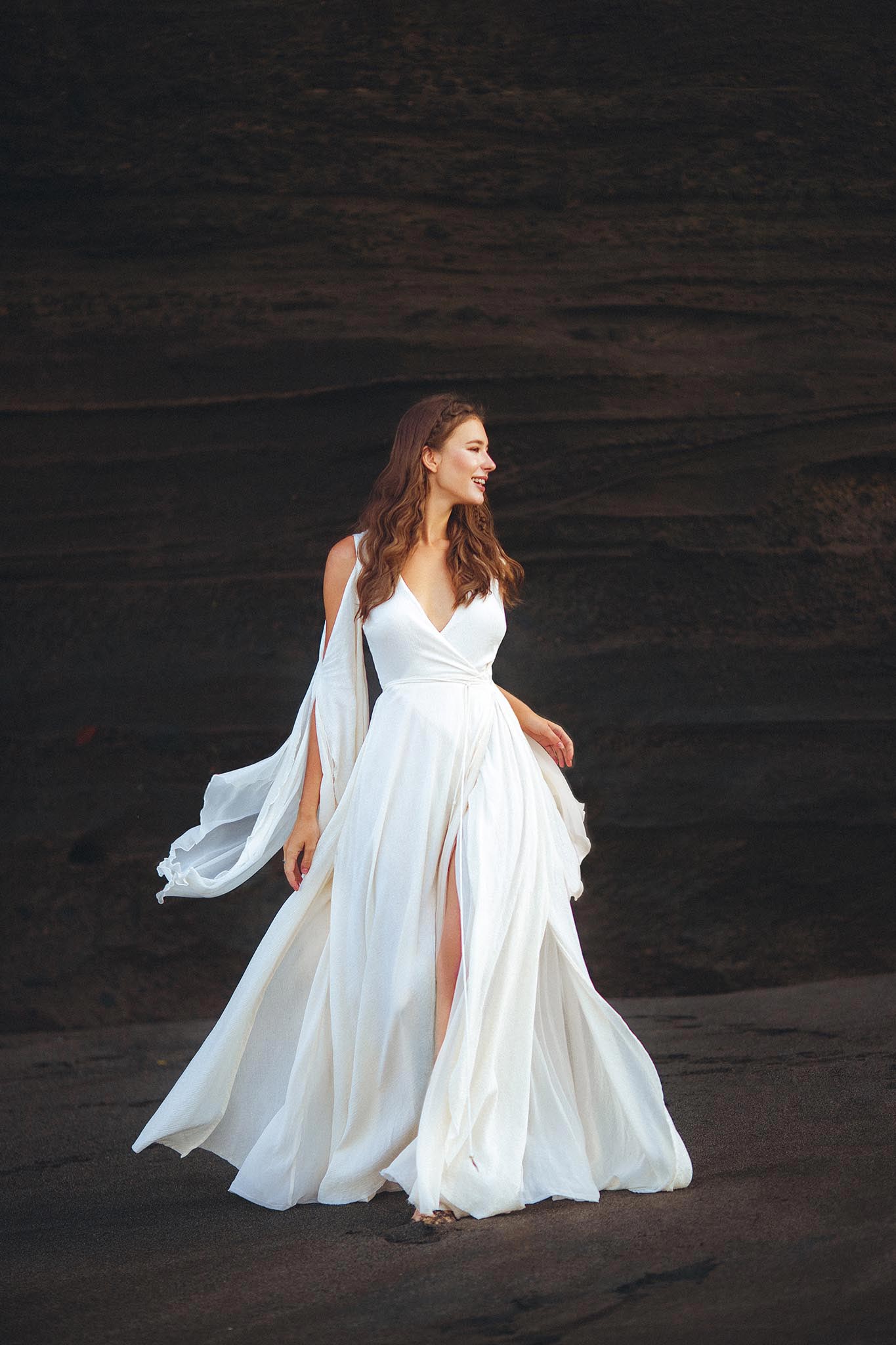 Makosh Goddess Dress • Off - White Organic Wedding Dress • Multiway Boho Wrap Dress - AYA SW IDR