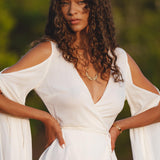 Makosh Goddess Dress • Off - White Organic Wedding Dress • Multiway Boho Wrap Dress - AYA SW IDR