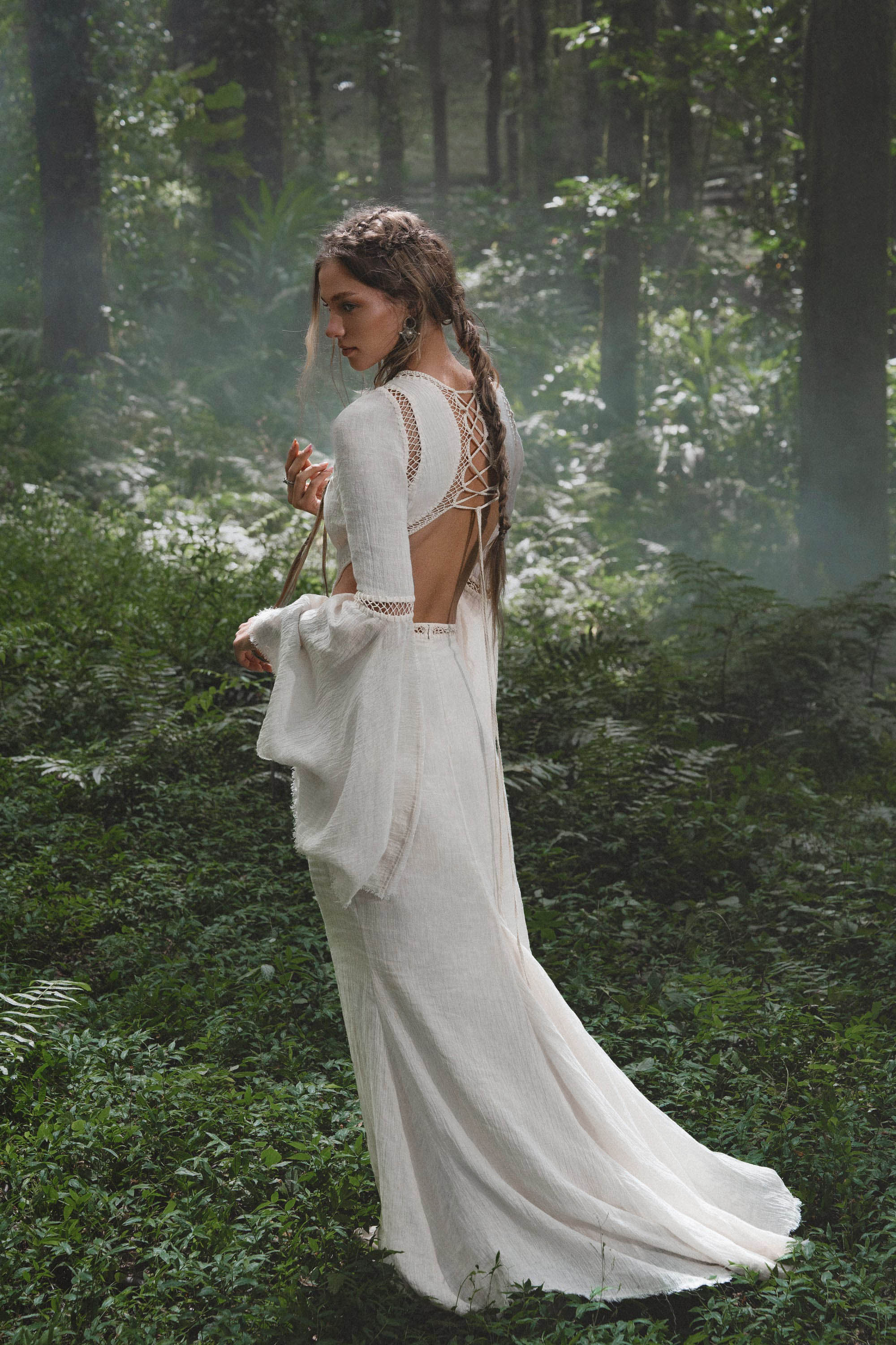 Mandara Dress in Ivory Colour – Organic Boho Wedding Dress - AYA SW IDR
