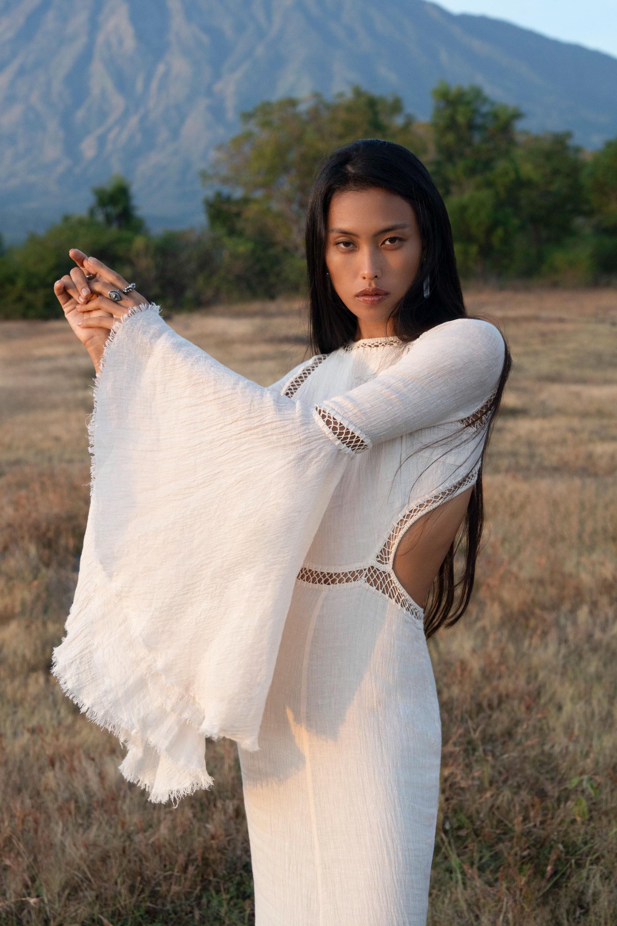 Mandara Dress in Ivory Colour – Organic Boho Wedding Dress - AYA SW IDR