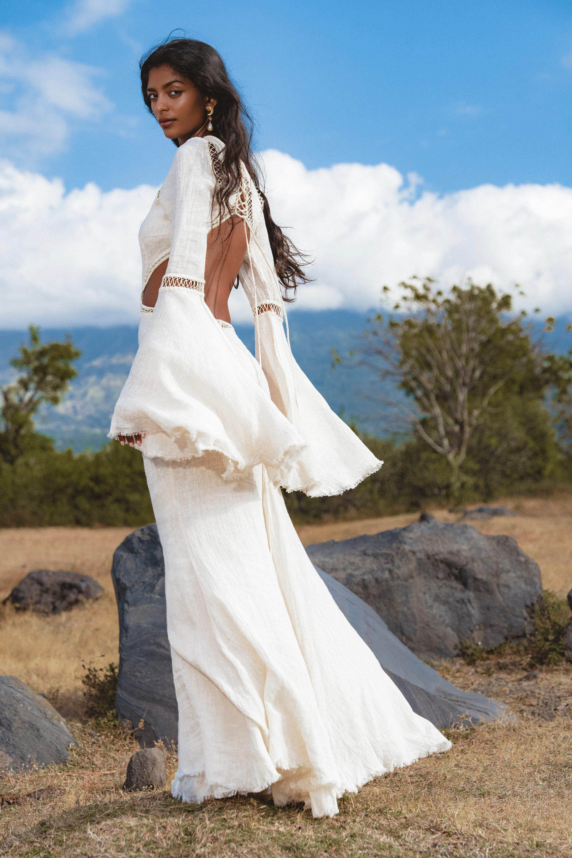 Mandara Dress in Ivory Colour – Organic Boho Wedding Dress - AYA SW IDR