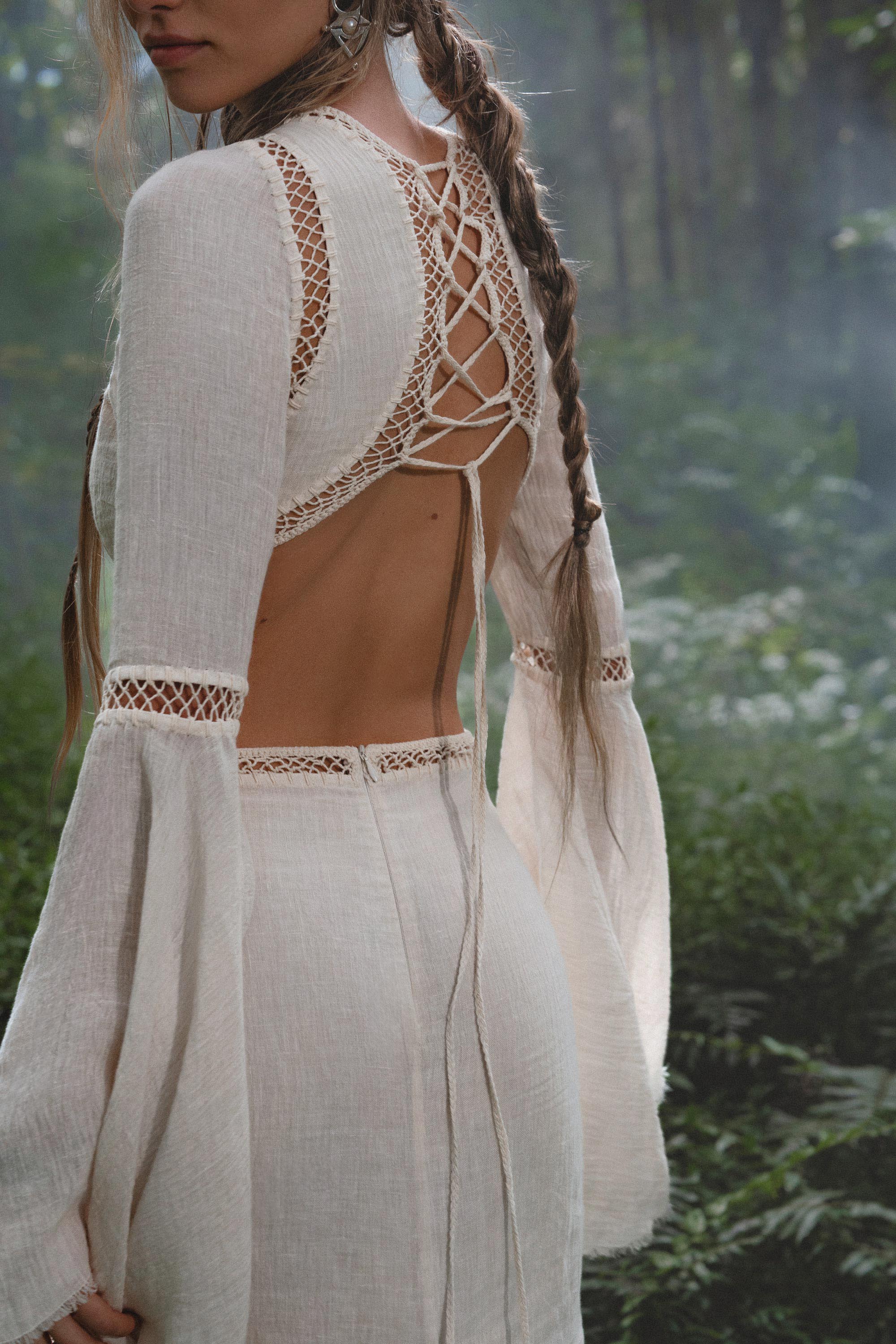 Mandara Dress in Ivory Colour – Organic Boho Wedding Dress - AYA SW IDR