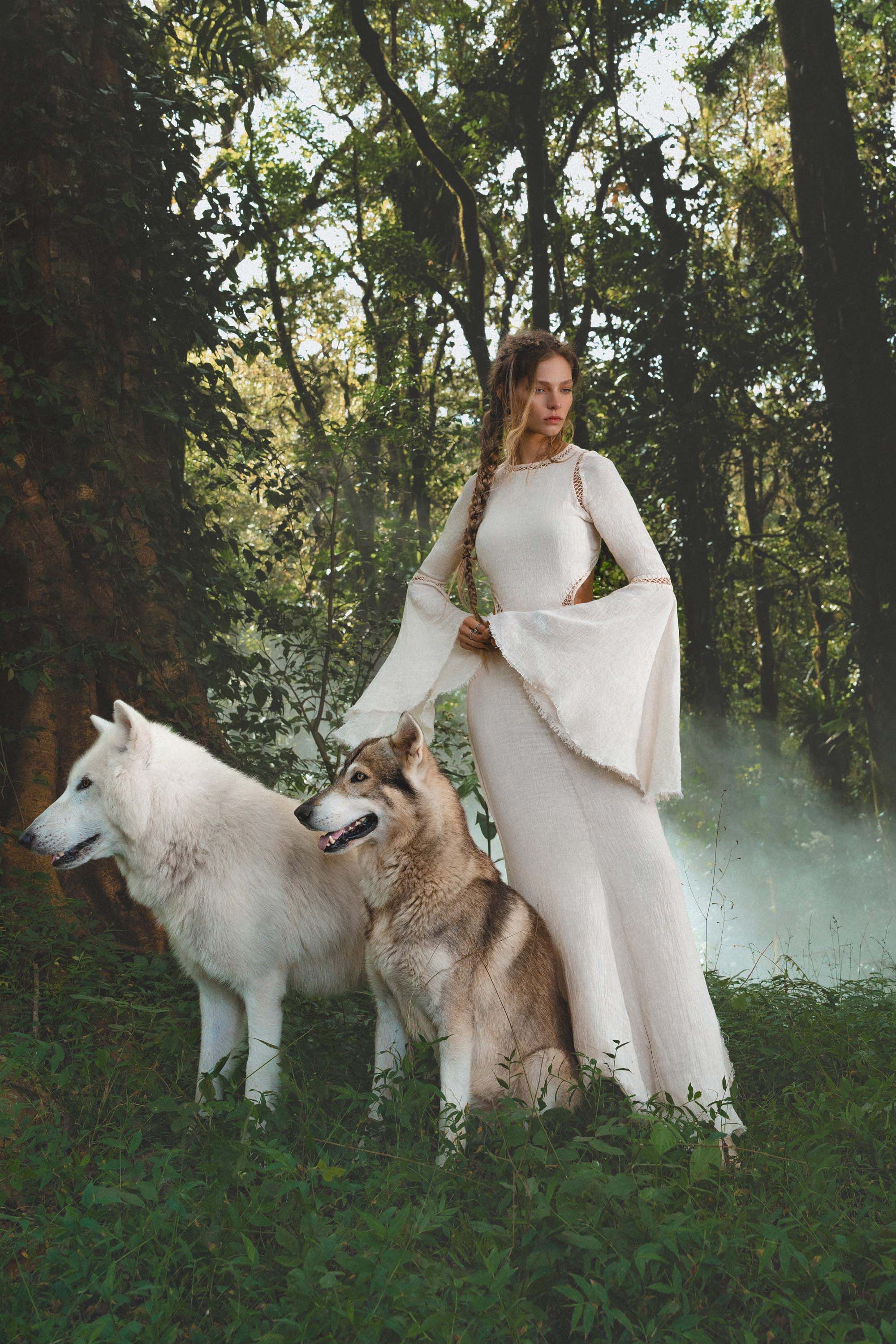 Mandara Dress in Ivory Colour – Organic Boho Wedding Dress - AYA SW IDR