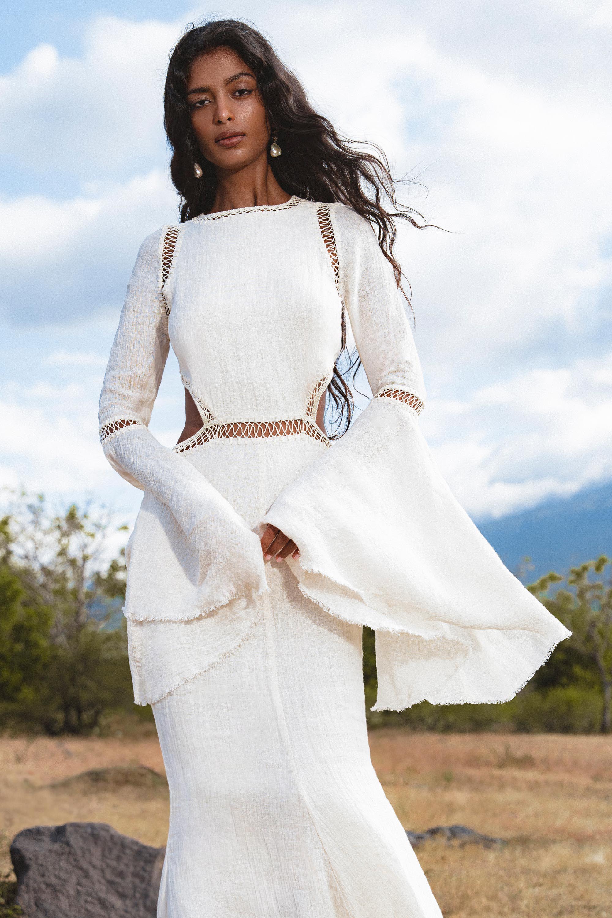 Mandara Dress in Ivory Colour – Organic Boho Wedding Dress - AYA SW IDR