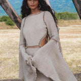 Mandara Dress in Light Sage — Sustainable Linen Open Back Macrame Dress - AYA SW IDR