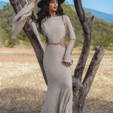 Mandara Dress in Light Sage — Sustainable Linen Open Back Macrame Dress - AYA SW IDR