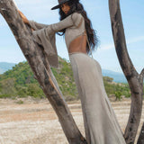Mandara Dress in Light Sage — Sustainable Linen Open Back Macrame Dress - AYA SW IDR
