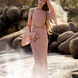 New Mandara Linen Maxi Dress Desert Rose Clay , Long Sleeve Backless · Flowing Bohemian Silhouette - AYA SW IDR