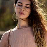 New Mandara Linen Maxi Dress Desert Rose Clay , Long Sleeve Backless · Flowing Bohemian Silhouette - AYA SW IDR