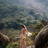 New Mandara Linen Maxi Dress Desert Rose Clay , Long Sleeve Backless · Flowing Bohemian Silhouette - AYA SW IDR