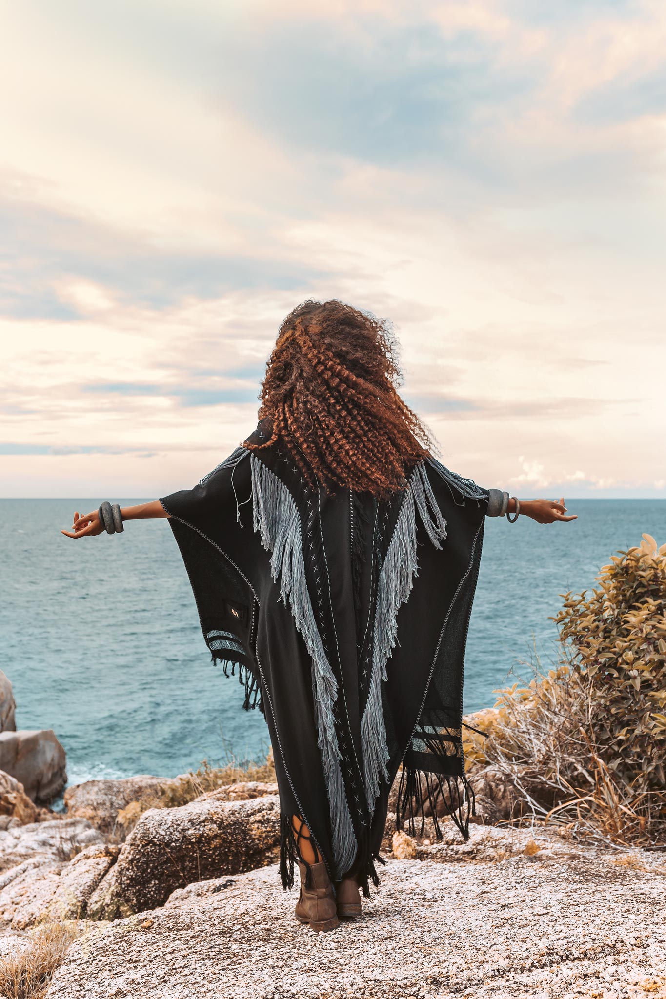 Black Poncho, Bohemian Poncho, Plus Size Clothing - AYA Sacred Wear