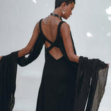 Black Wedding Dress, Boho Multiway Maxi Dress, Black Bridesmaid Dress - AYA Sacred Wear