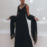 Black Wedding Dress, Boho Multiway Maxi Dress, Black Bridesmaid Dress - AYA Sacred Wear