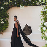 Black Wedding Dress, Boho Multiway Maxi Dress, Black Bridesmaid Dress - AYA Sacred Wear