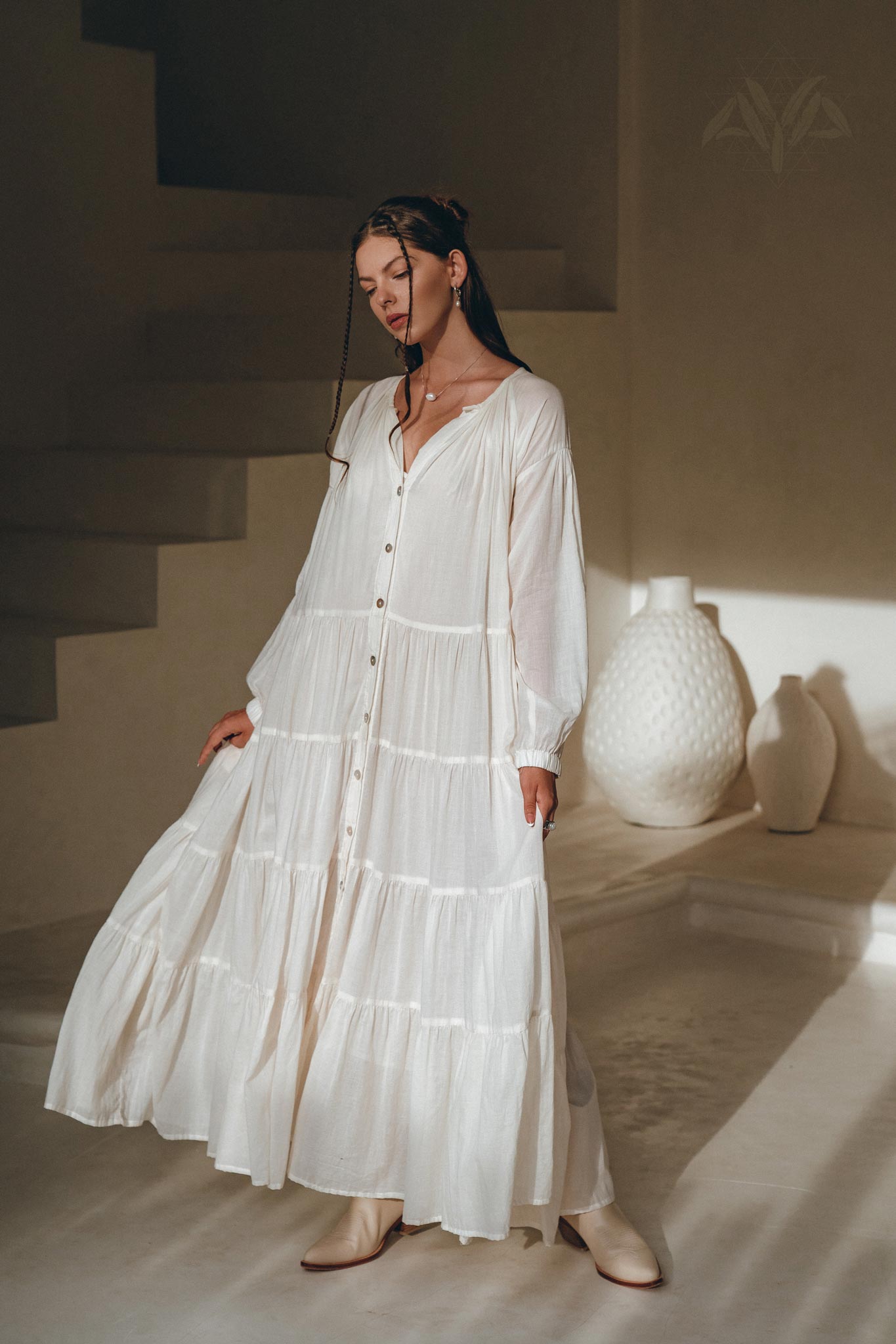 Boho Dress for Women, Off White Bohemian Prom Dress, Light Summer Dress - AYA Sacred Wear