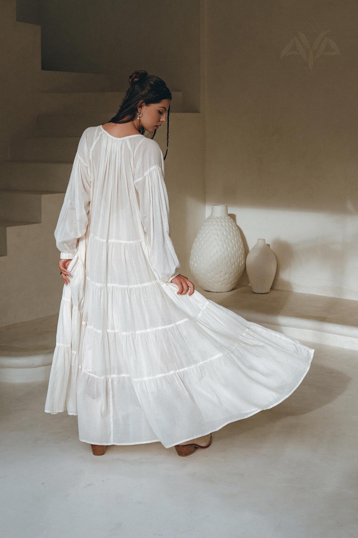 Boho Dress for Women, Off White Bohemian Prom Dress, Light Summer Dress - AYA Sacred Wear