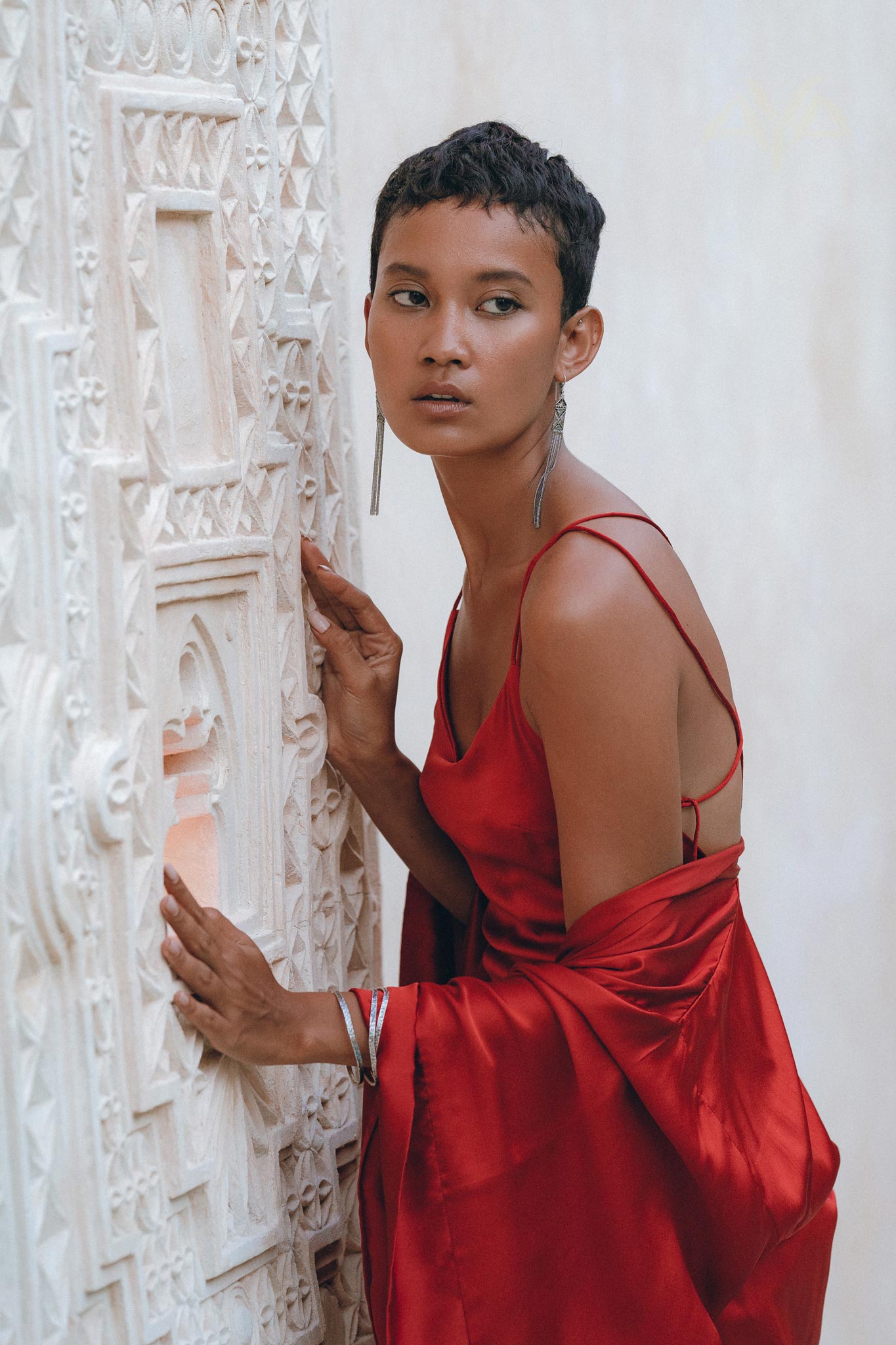 Wine Red Silk Slip Dress, Open Back Silk Dress, Evening Bohemian Dress - AYA Sacred Wear