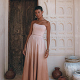 Boho Corset and Skirt for Women, Baby Pink Bustier Top and Maxi Skirt - AYA Sacred Wear
