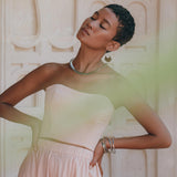 Boho Corset and Skirt for Women, Baby Pink Bustier Top and Maxi Skirt - AYA Sacred Wear