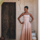 Boho Corset and Skirt for Women, Baby Pink Bustier Top and Maxi Skirt - AYA Sacred Wear