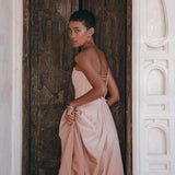 Boho Corset and Skirt for Women, Baby Pink Bustier Top and Maxi Skirt - AYA Sacred Wear