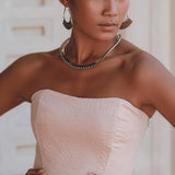 Boho Corset and Skirt for Women, Baby Pink Bustier Top and Maxi Skirt - AYA Sacred Wear