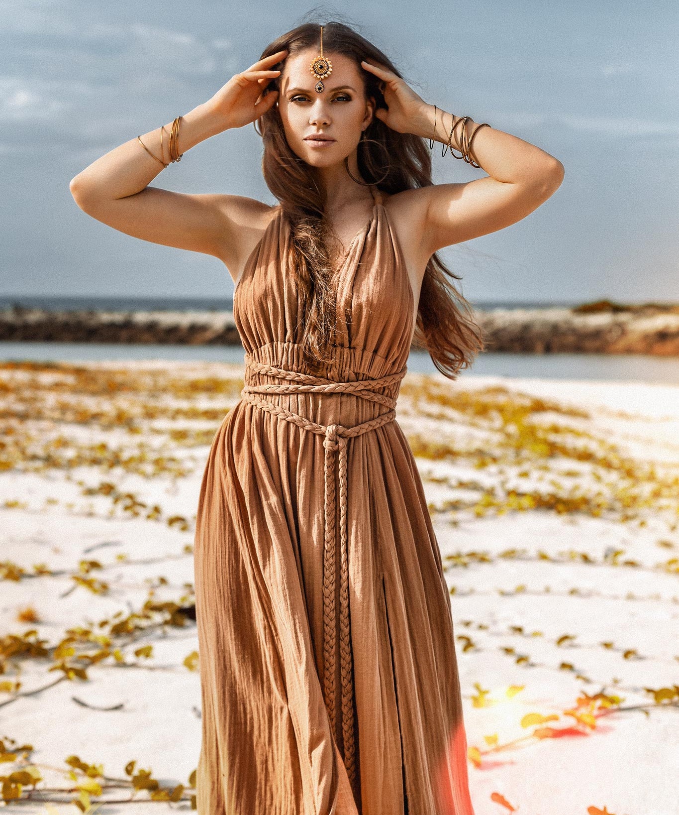 Ochre Greek Goddess Dress - AYA SW IDR