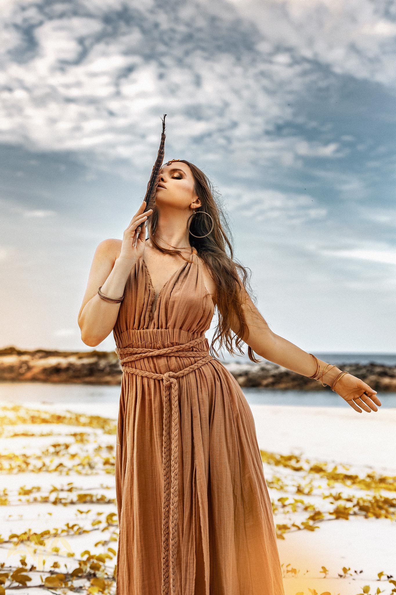 Ochre Greek Goddess Dress - AYA SW IDR