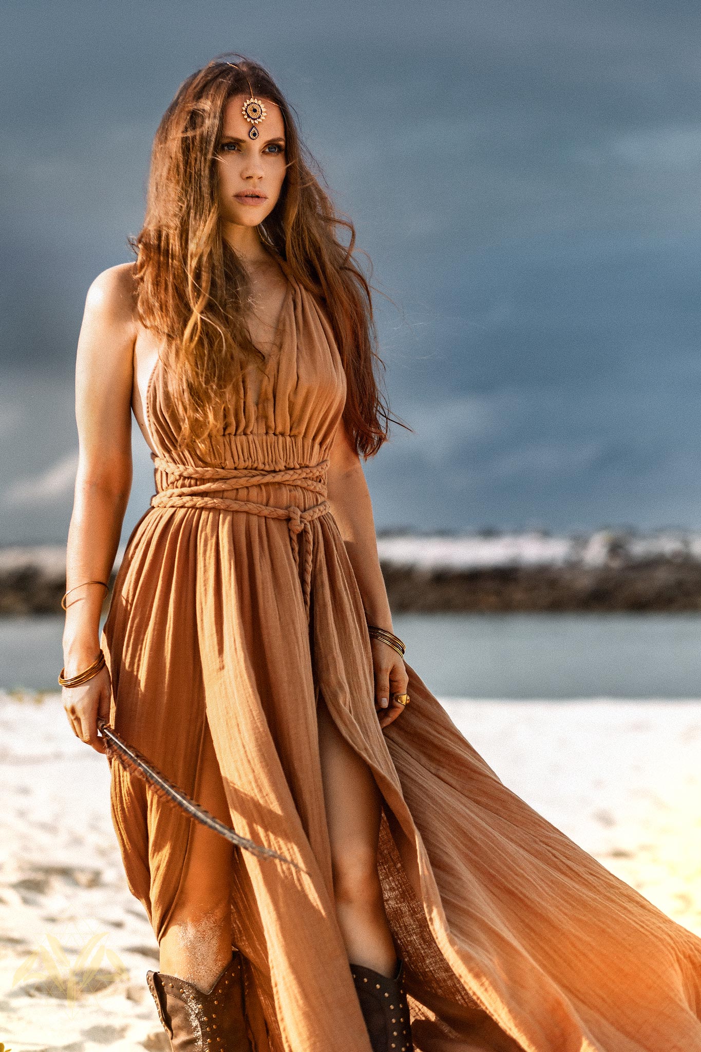 Ochre Greek Goddess Dress - AYA SW IDR
