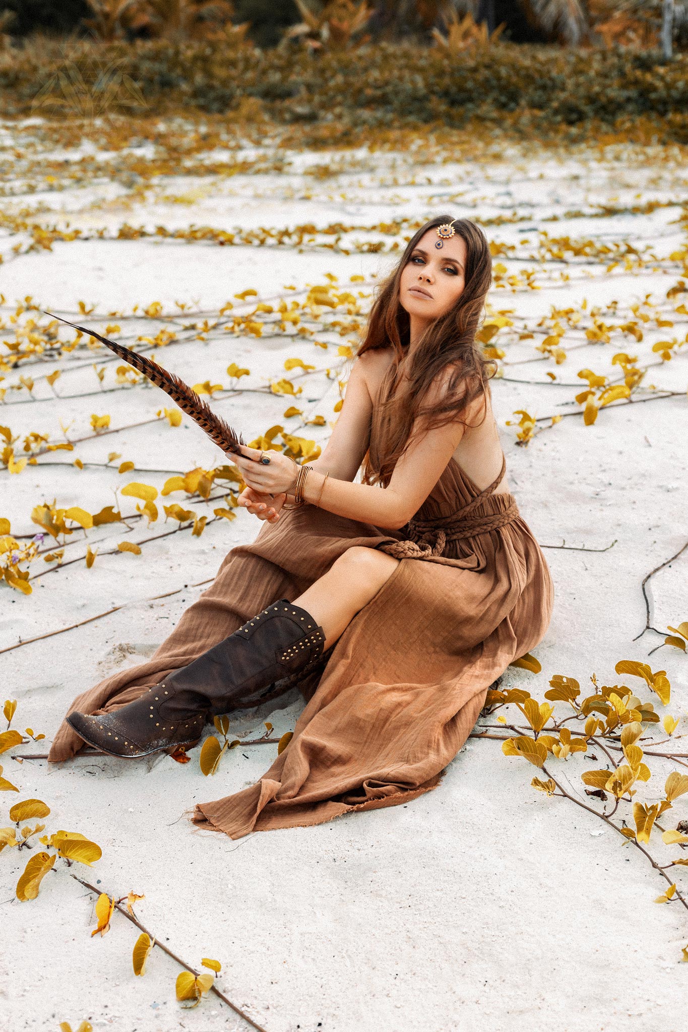Ochre Greek Goddess Dress - AYA SW IDR