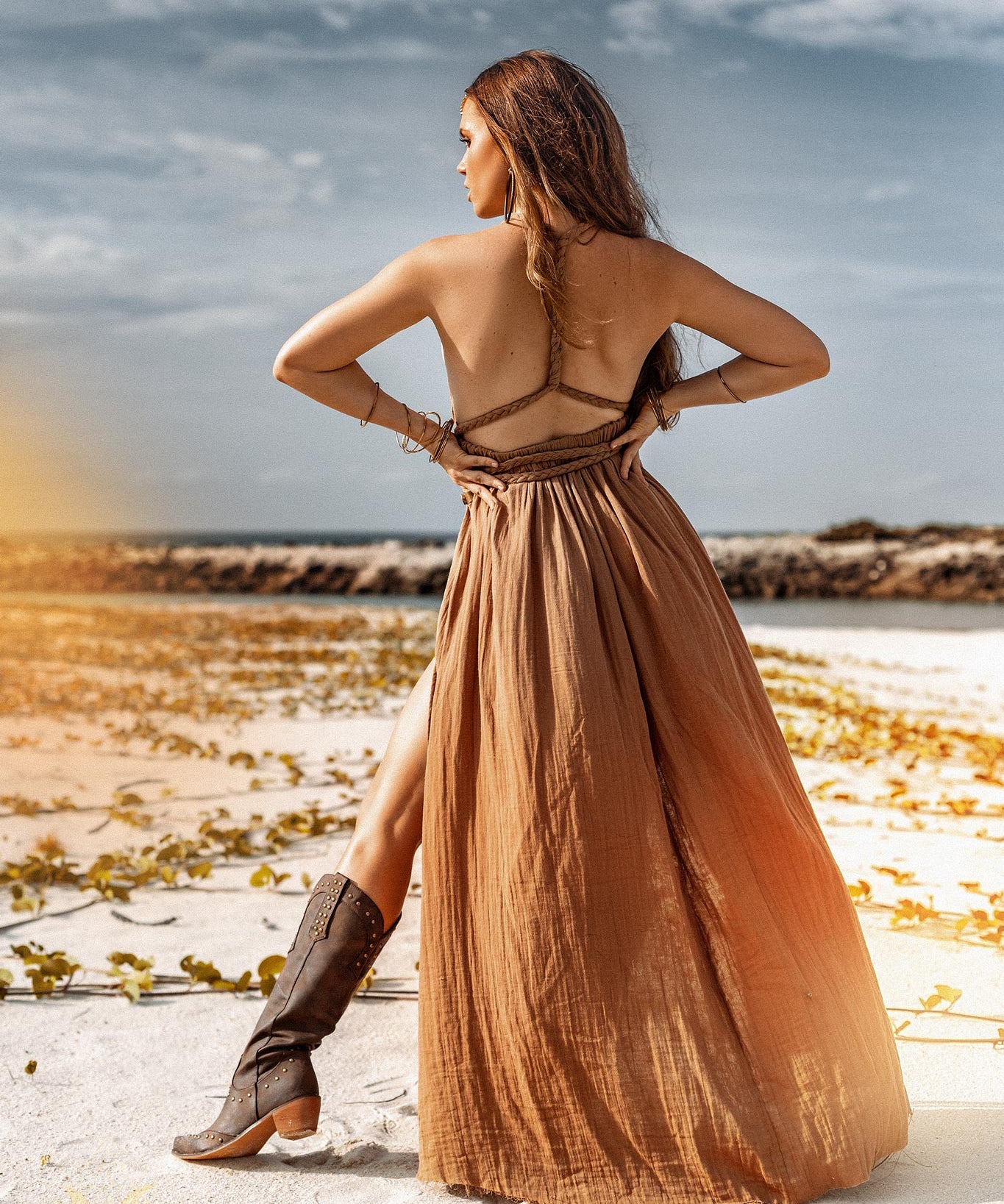 Ochre Greek Goddess Dress - AYA SW IDR