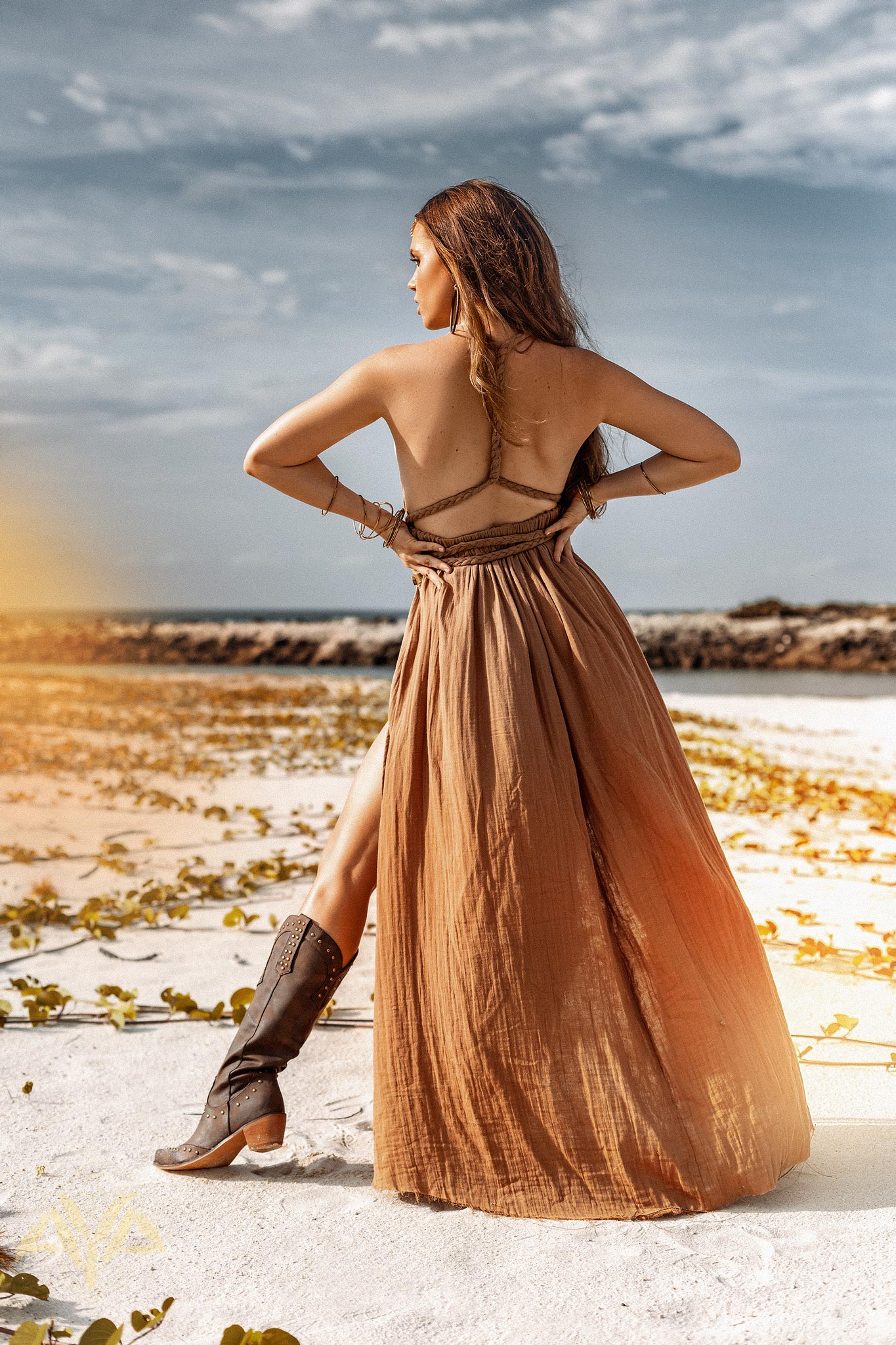 Ochre Greek Goddess Dress - AYA SW IDR