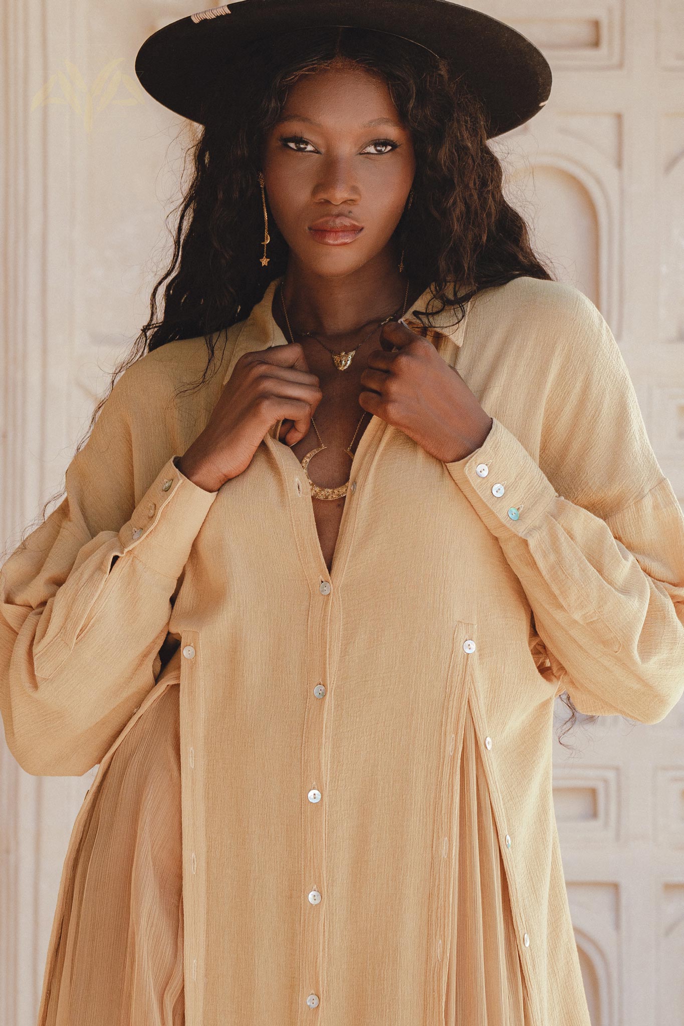 Ochre Kannika Shirt Dress • Light Cover Up Buttoned Dress • Multiway Button Down Dress - AYA SW IDR