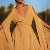 Ochre Makosh Goddess Dress • Fairy Wings Dress • Light Cotton Formal Dress - AYA SW IDR