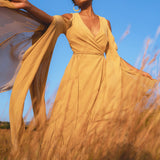 Ochre Makosh Goddess Dress • Fairy Wings Dress • Light Cotton Formal Dress - AYA SW IDR