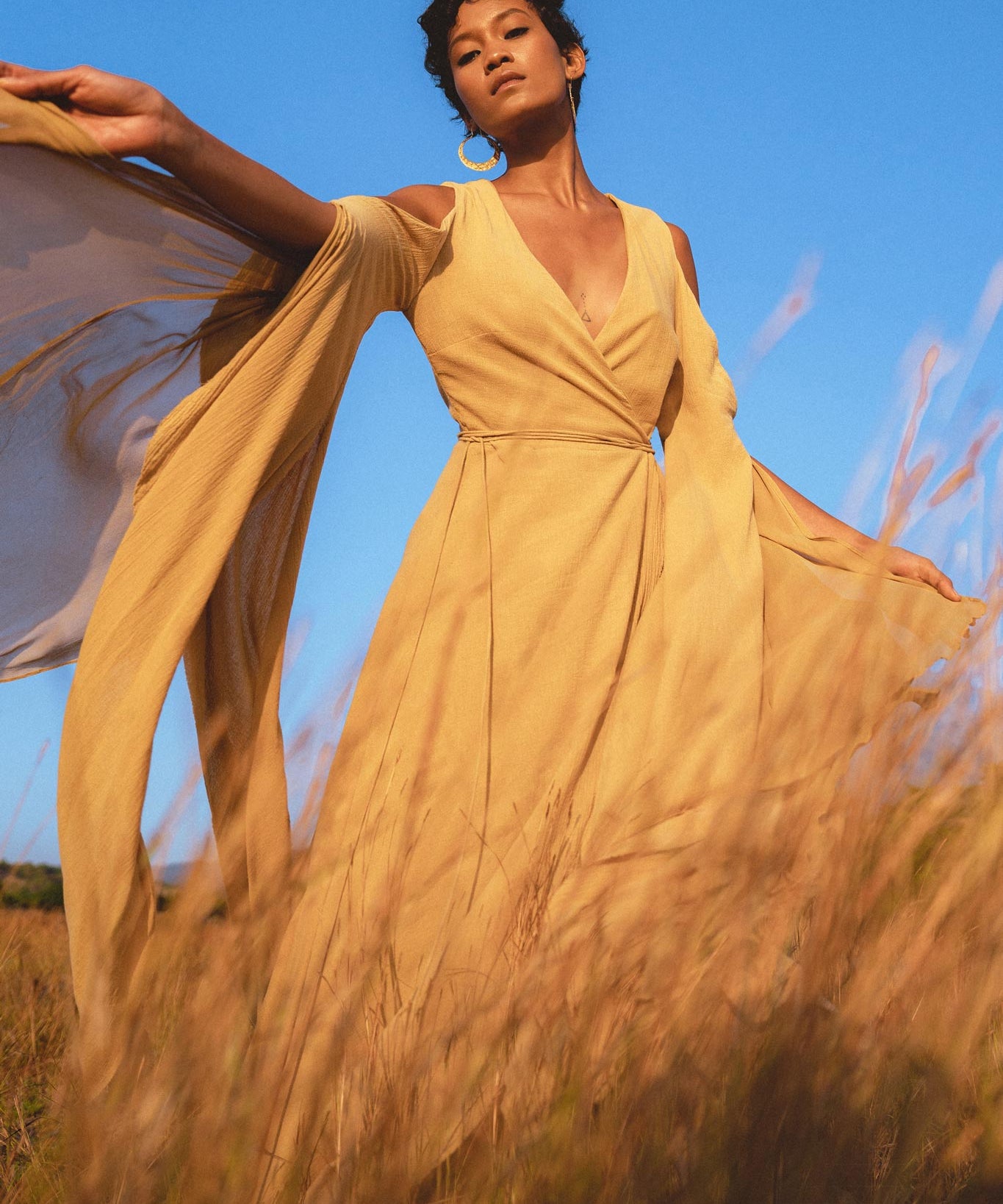 Ochre Makosh Goddess Dress • Fairy Wings Dress • Light Cotton Formal Dress - AYA SW IDR