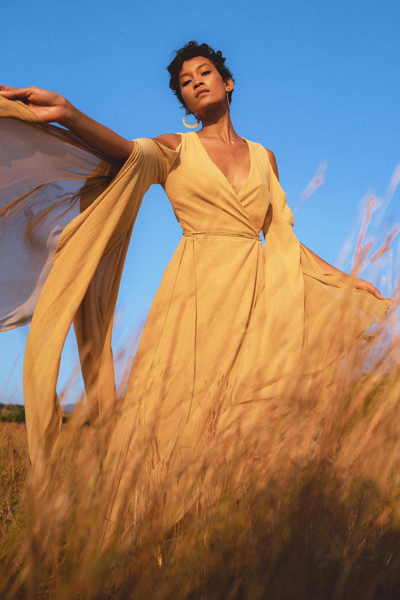 Ochre Makosh Goddess Dress • Fairy Wings Dress • Light Cotton Formal Dress - AYA SW IDR
