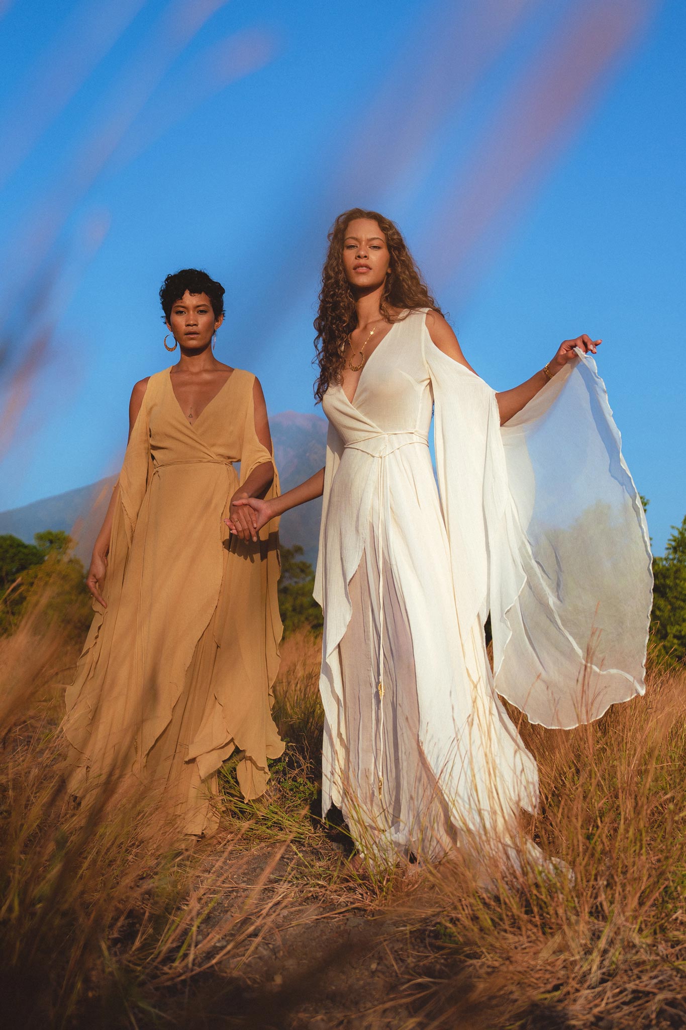 Ochre Makosh Goddess Dress • Fairy Wings Dress • Light Cotton Formal Dress - AYA SW IDR