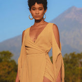 Ochre Makosh Goddess Dress • Fairy Wings Dress • Light Cotton Formal Dress - AYA SW IDR