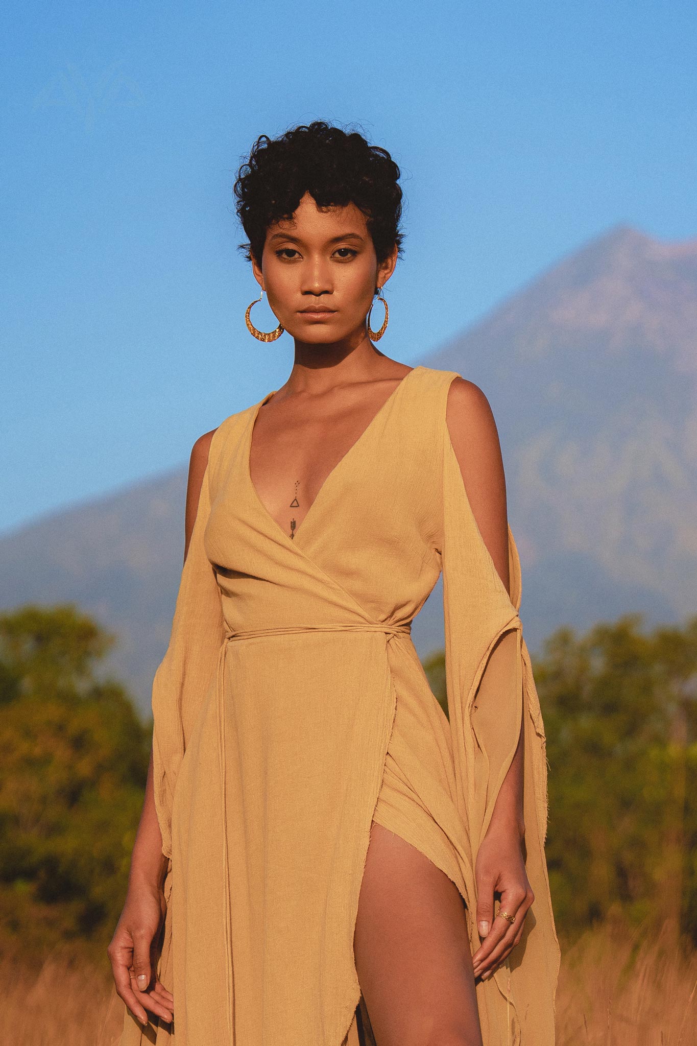 Ochre Makosh Goddess Dress • Fairy Wings Dress • Light Cotton Formal Dress - AYA SW IDR