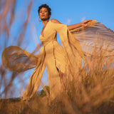 Ochre Makosh Goddess Dress • Fairy Wings Dress • Light Cotton Formal Dress - AYA SW IDR